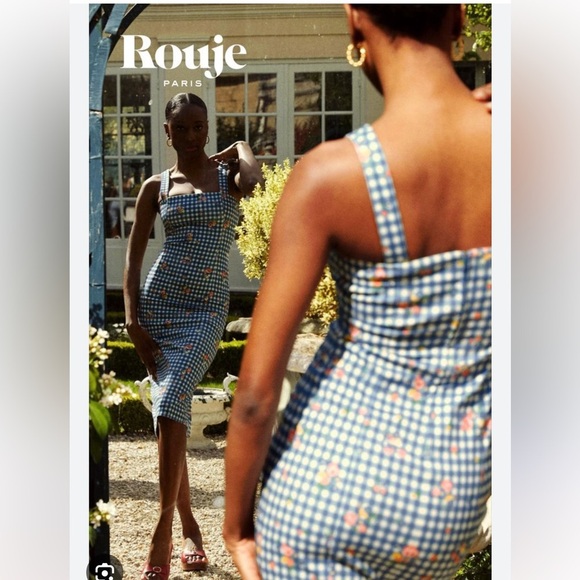 Rouje Anael Blue Checkered Floral Dress - Picture 2 of 11